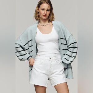 NWT AGOLDE white Parker long Jean denim Shorts loose vintage size 10 12